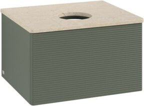 V&B Waschtischunterschrank Antao mit Frontstruktur und Beleuchtung in Grau-Grün, B/T/H: 60 x 36 x 50 cm - Bild 1
