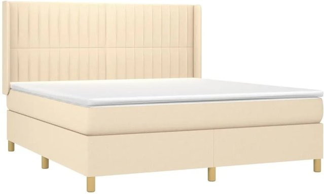 vidaXL Boxspringbett Hybrid mit Matratze und LED-Beleuchtung in Creme, B/T/H: 160 x 200 x 60 cm - Bild 1