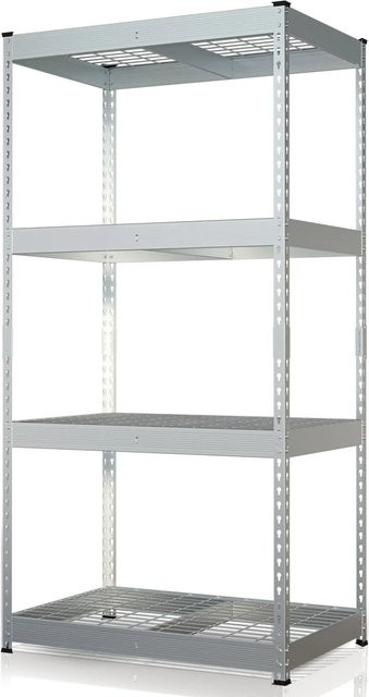 Floordirekt Schwerlastregal Yukon Rivet mit 4 Böden, verzinkt, Farbe Silber, H x B x T: 180 x 90 x 60 cm - Bild 1