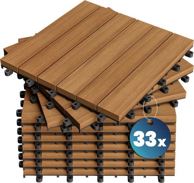 33er-Set FSC-zertifizierte Holzfliesen aus Akazienholz, B/B: 30 x 30 cm - Bild 1