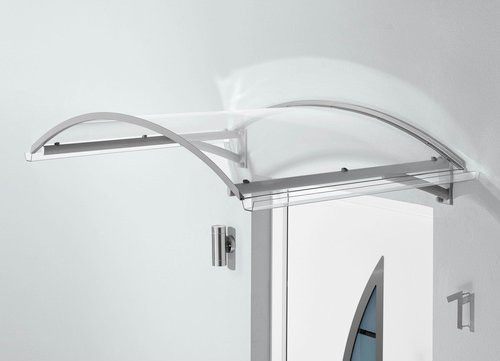 GUTTA Bogenvordach BV Secco aus Polycarbonat in silberfarben und transparent, B/H: 150 x 90 cm - Bild 1
