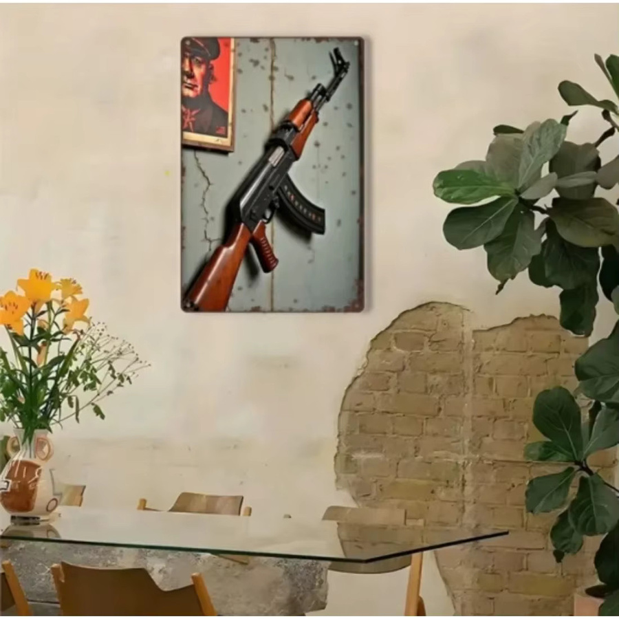 True Man's Toys Militär-Metallschild Retro AK47 Wandkunst-Dekor, B: 20,3 cm, H: 30,5 cm - Bild 4