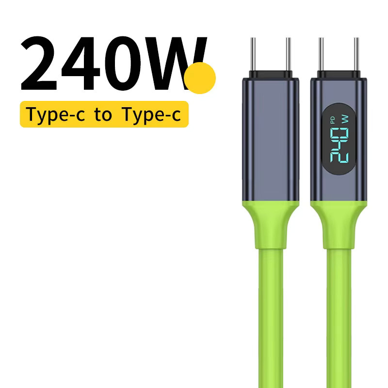 DIXSG USB-C auf USB-C Ladekabel mit LED-Display, 100W bis 240W Schnellladekabel und Datenkabel in Grün - Bild 6