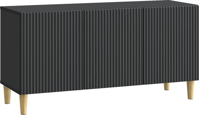 vidaXL TV-Schrank in Schwarz im Vintage-Stil aus Holzwerkstoff, B/T/H: 99 x 34,5 x 50 cm - Bild 1