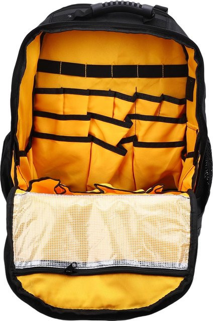 Koogeelife Werkzeugrucksack aus Oxford-Gewebe mit gepolstertem Laptopfach und hartem Boden in Orange - Bild 1