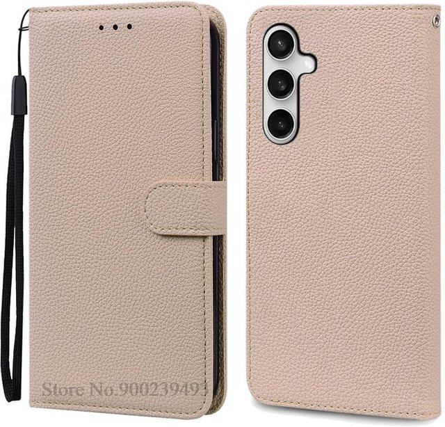 Samsung Galaxy A17 Hülle aus Leder als Brieftasche und Klapphülle in Beige - Bild 1