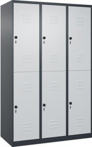 C+P Doppelstock-Spind Classic PLUS mit 3 Abteilen in Anthrazitgrau und Lichtgrau, H x B x T: 185 x 120 x 50 cm - Bild 1