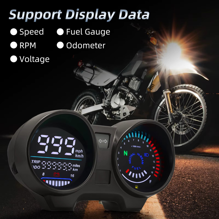 Digitales Motorrad Tacho LED Dashboard RPM Meter von MAIMEIMI in Schwarz für Honda CG 150 Fan und Titan 150 - Bild 3