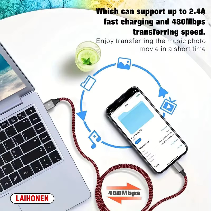 LAIHONEN USB-iOS-Datenladekabel für iPhone in Weiß mit Schnellladefunktion - Bild 6
