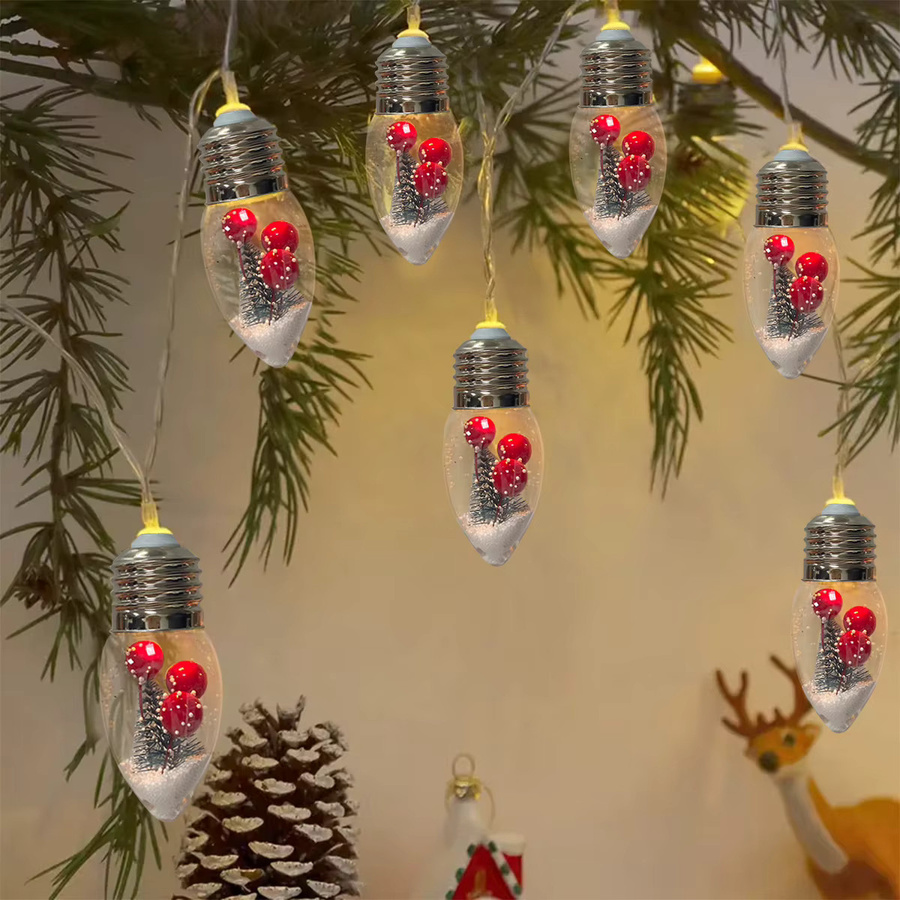 Peach Forest Weihnachtliche Schnee Globus Lichterkette mit transparenten Glaskugeln und LEDs für Innen- und Außendekoration - Bild 4