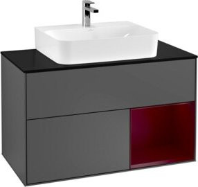 V&B Waschtischunterschrank Finion 100 mit Wandbeleuchtung in Anthrazit, Breite: 100 cm, Höhe: 50,1 cm, Tiefe: 50,1 cm - Bild 1