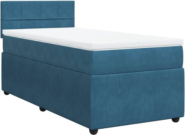 vidaXL Boxspringbett mit Matratze Blau Samt B/T/H: 80 x 200 cm - Bild 1