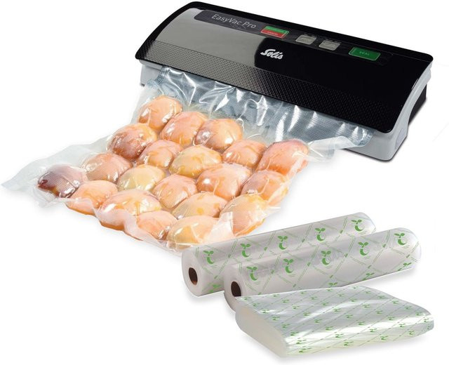 Solis EasyVac Pro Vakuumiergerät in Schwarz mit Schlauch, Set inklusive 68 Beuteln und 2 Rollen Folie für Sous-Vide-Anwendungen - Bild 1