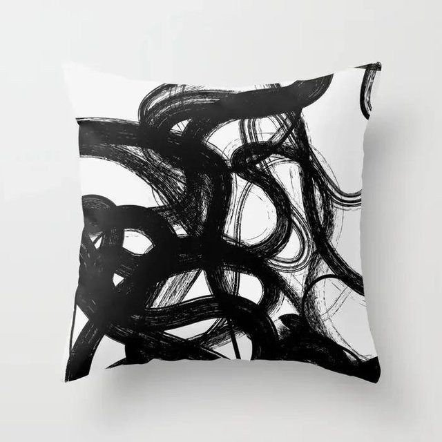 GUOYU HOMEDECOR Dekokissenbezug mit abstraktem Grafikdesign im nordischen Morandi-Stil, Farbe Weiß, Material Polyester - Bild 1