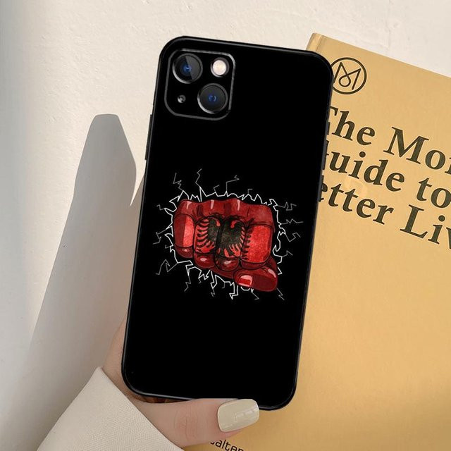 Handyhülle mit Albanischer Flagge und Adler in Schwarz für iPhone 11 bis iPhone 17 Pro Max und weitere Modelle - Bild 1