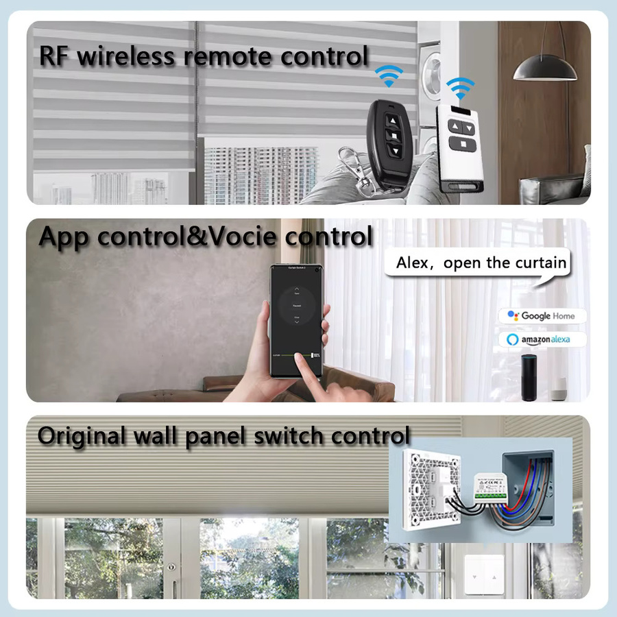 Tedeligo WiFi Smart Vorhang Schalter und elektrische Rollladen Steuerung mit Tuya App, Sprachsteuerung für Alexa und Alice sowie 433 MHz Fernbedienung in Weiß - Bild 2