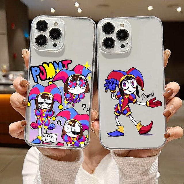 FUNDA Handyhülle mit Cartoon Digital Circus Design für iPhone 16 15 14 13 Pro Max Plus, stoßfest und weich mit transparenter Rückseite, Multicolor - Bild 1