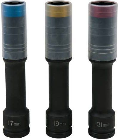 KS Tools SlimPOWER Alu-Felgen Kraft-Stecknuss-Satz aus Chrome-Molybdenum, 3-teilig, 1/2 Zoll, 17 mm, 19 mm, 21 mm - Bild 1
