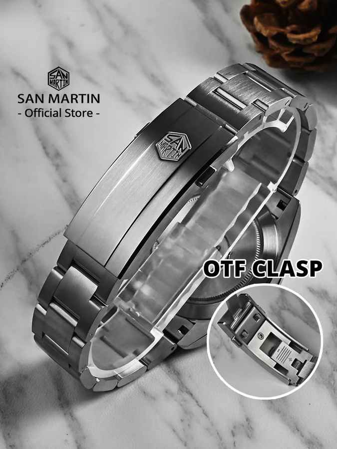 San Martin Herrenuhr, GMT, Automatik, Edelstahl, 38,3 mm, Saphirglas - Bild 3
