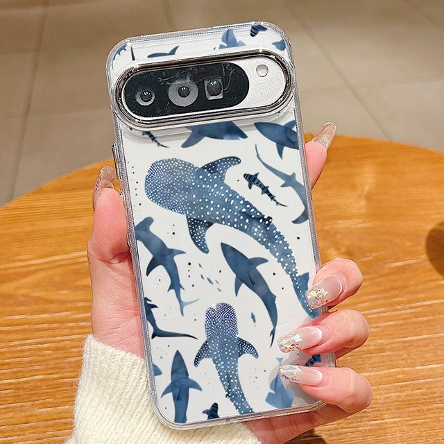 Transparente Handyhülle mit Wal-Muster für Google Pixel 10 9 8 7 Pro XL 7A 8A 9A aus stoßfestem TPU - Bild 1