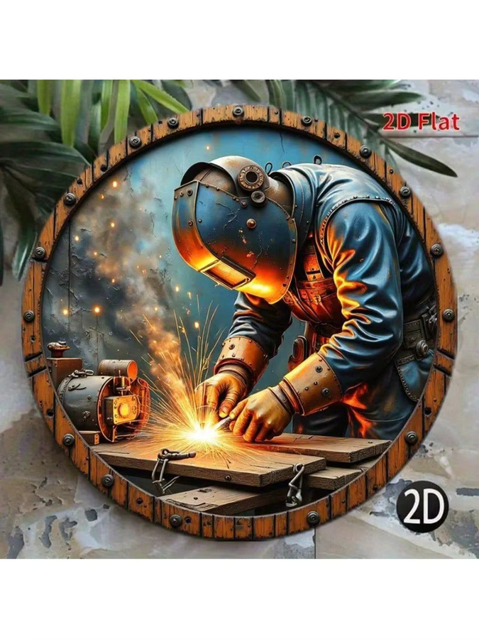 CIFBUY Runde Metall-Wandkunst im Industrial Farmhaus-Stil, Abstraktes Design, Mehrfarbig, Durchmesser: 20,32 cm - Bild 5