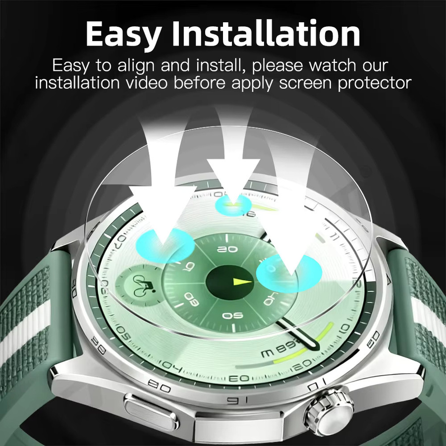 ONM Displayschutzfolie aus 9H gehärtetem Glas für Huawei Watch GT 6 Pro 46 mm und 41 mm, transparent, HD-Anti-Kratz-Schutz - Bild 2