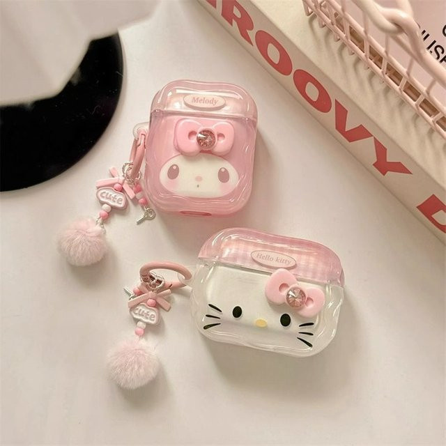 Schutzhülle im Hello Kitty Design für Apple AirPods 1, 2, 3 und Pro, weiche TPU-Hülle in Pink - Bild 1
