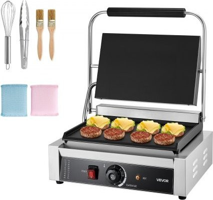 VEVOR Kommerzieller Panini-Grill Kontaktgrill aus Edelstahl in Silber, 2200 W mit Temperaturregelung, Heizplatte: 34 x 23 cm - Bild 1
