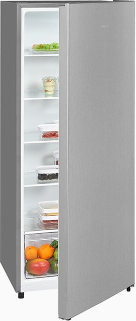 Exquisit KS320-V-010E Vollraumkühlschrank in Silver mit Inoxlook, Standgerät mit LED-Innenbeleuchtung und Flaschenregal, B/T/H: 55,0 x 54,2 x 143,4 cm - Bild 1