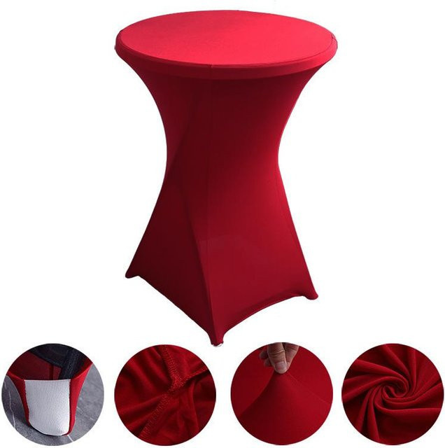 ChicFashion 5er Set elastische runde Tischdecke aus Spandex für Cocktailtische, weinrot, B/T/H: 60 x 110 cm - Bild 1