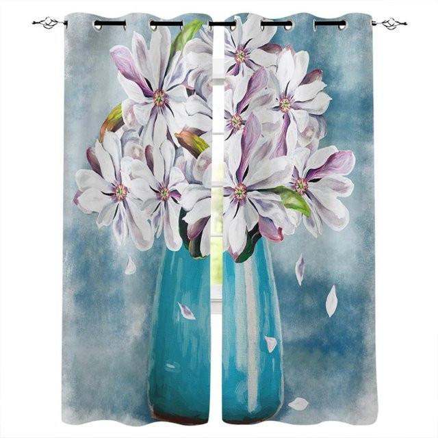 Super Six Flächenvorhang Magnolienblume in Grau mit Vintage-Holzmaserung, halbtransparent, Breite: 135 cm, Höhe: 60 cm - Bild 1