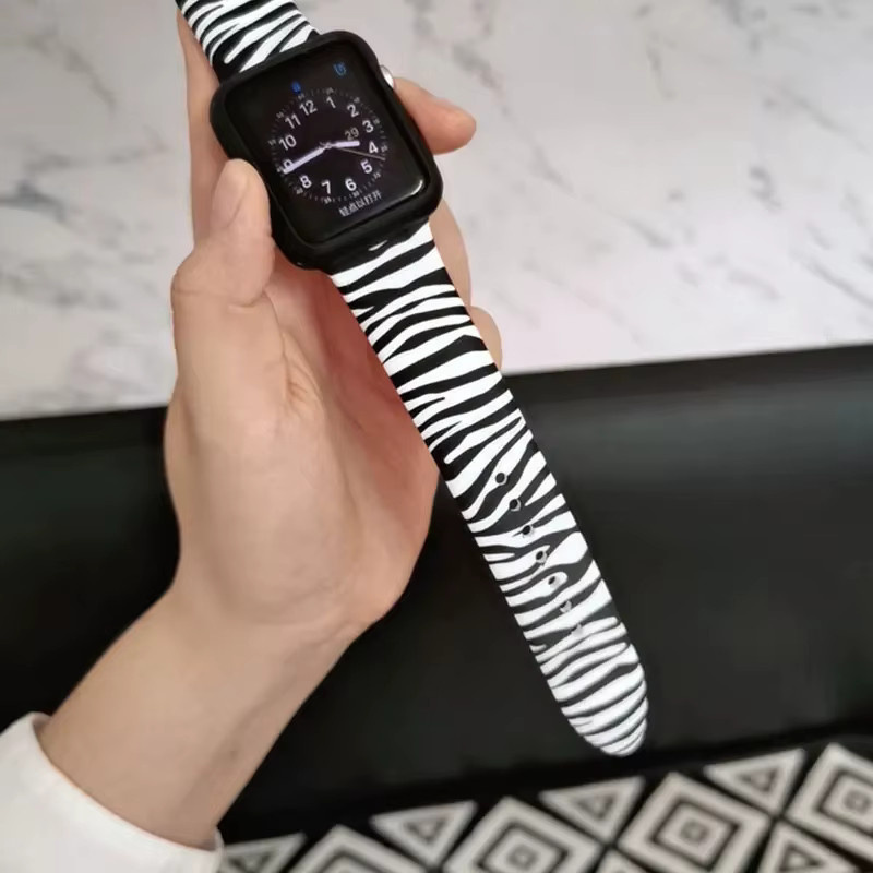 VATMENS Uhrenarmband Silikon, Zebra-Print, Schwarz, Unisex - Bild 4