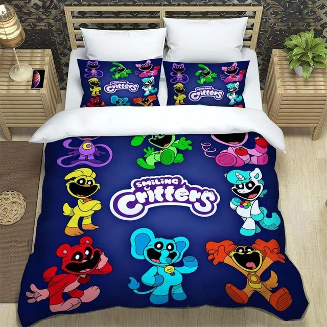Bettwäscheset mit Anime-Motiv Catnap und Dogday von Binchi Outdoor Product in Blau, bestehend aus Bettbezug und Kissenbezug, B/H: 210 x 210 cm - Bild 1