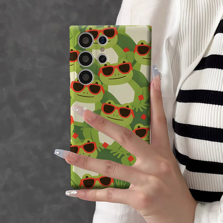 Stoßfeste Doppelschicht Handyhülle mit Frosch-Motiv und Sonnenbrille für Samsung Galaxy S26 S25 S24 S23 Ultra Plus, Mehrfarbig - Bild 5