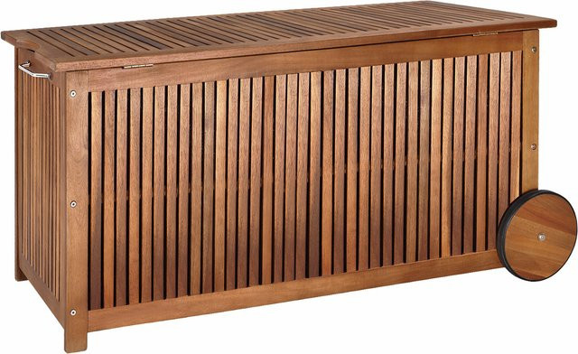 CASARIA Gartenbox aus Akazienholz in Braun mit Innenplane, 350L, B/T/H: 124 x 52 x 58 cm, wetterfest - Bild 1