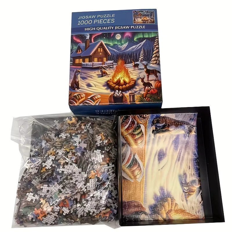 MaxRenard Winterlagerfeuer-Motiv Puzzle, 1000 Teile, ab 14 Jahren - Bild 2