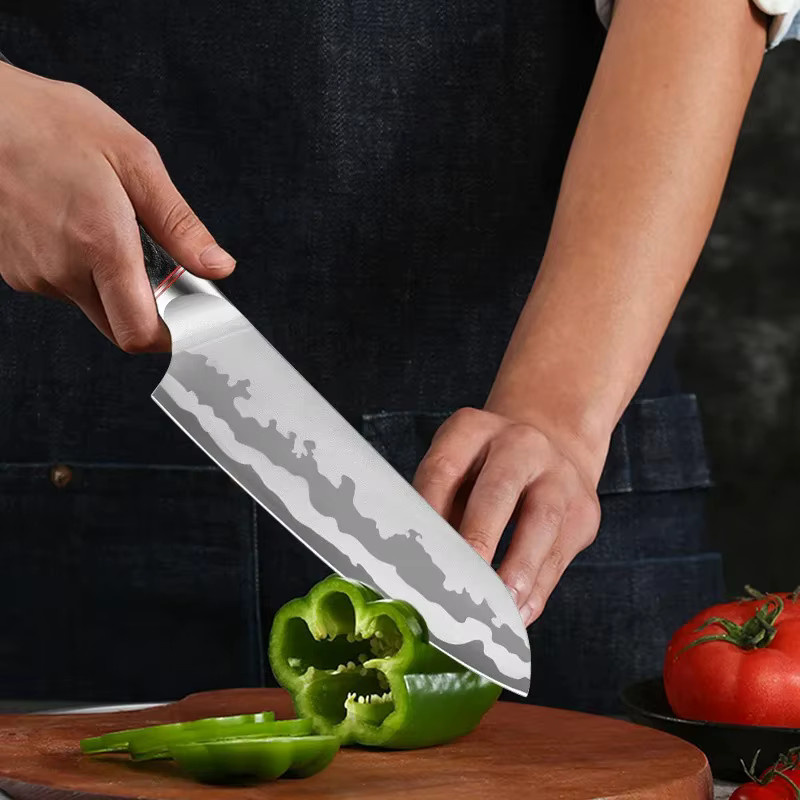 GuanQi Fleischbeil aus Edelstahl mit Holzgriff, gehämmerte Chef-Metzger-Messer in Silber - Bild 2