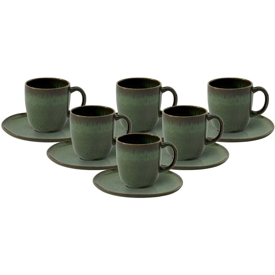 Villeroy & Boch like. Lave Kaffeetassen mit Untertassen Set, Grün, 6er Set, 190 ml - Bild 2