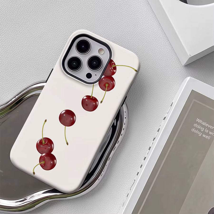 Falling Cherry Handyhülle für iPhone 17 16 15 14 13 12 Pro Max Plus mit doppelschichtiger Rückseite - Bild 3
