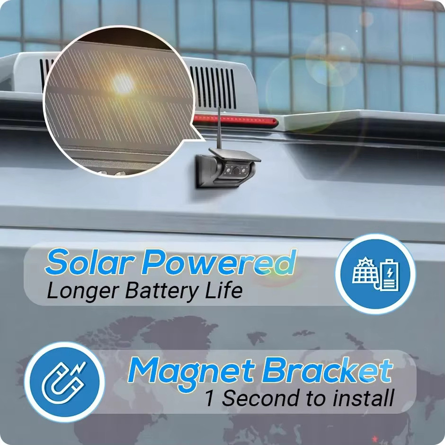 QXNY WiFi Wireless Solar Backup Kamera mit magnetischer Base und AI Blind Spot Alarm für iPhone und Android, Schwarz - Bild 5