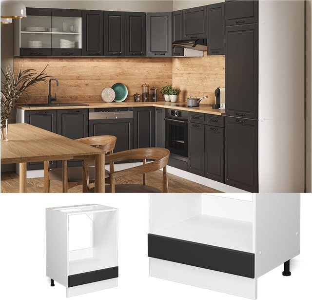 Vicco Herdumbauschrank R-Line im Landhausstil, Weiß-Anthrazit, Breite: 60 cm - Bild 2