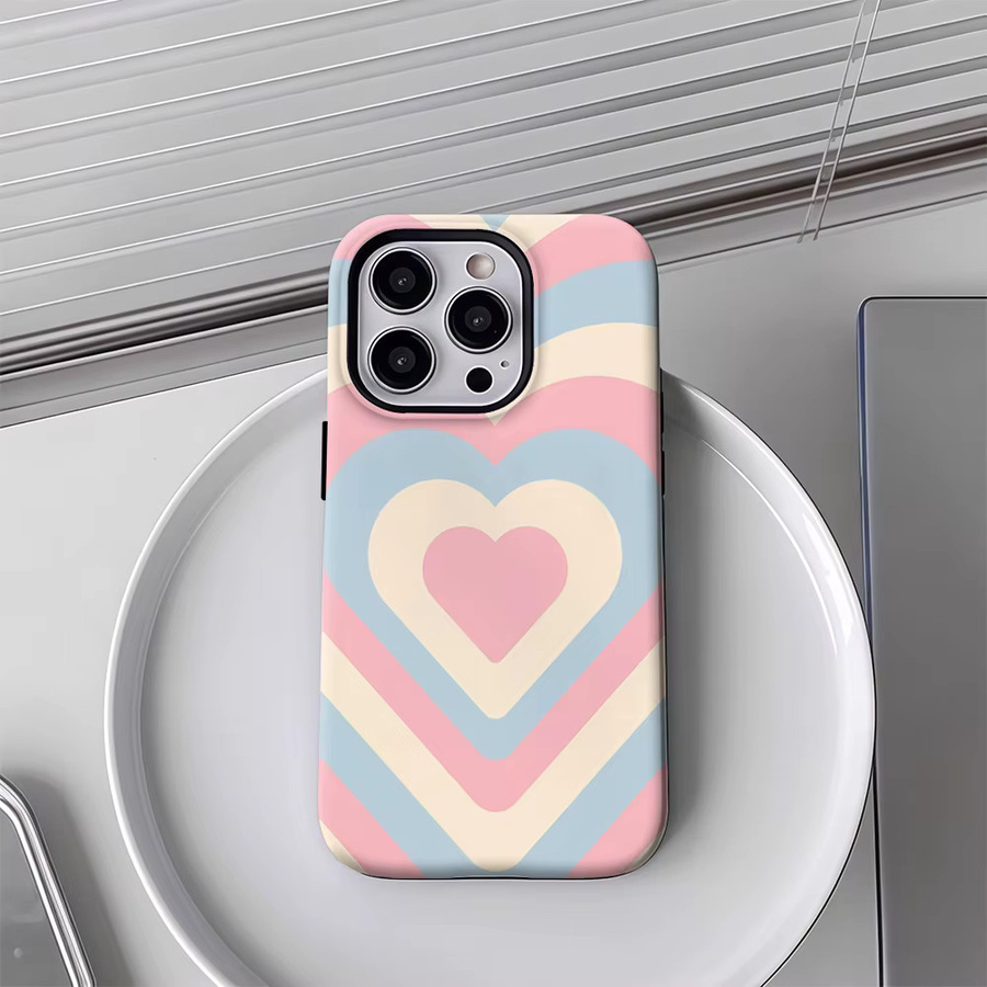 Layered Heart Chevrons Handyhülle für iPhone 17 16 15 14 13 12 11 Pro Max Plus mit doppelschichtiger Rückseite in Multicolour - Bild 3