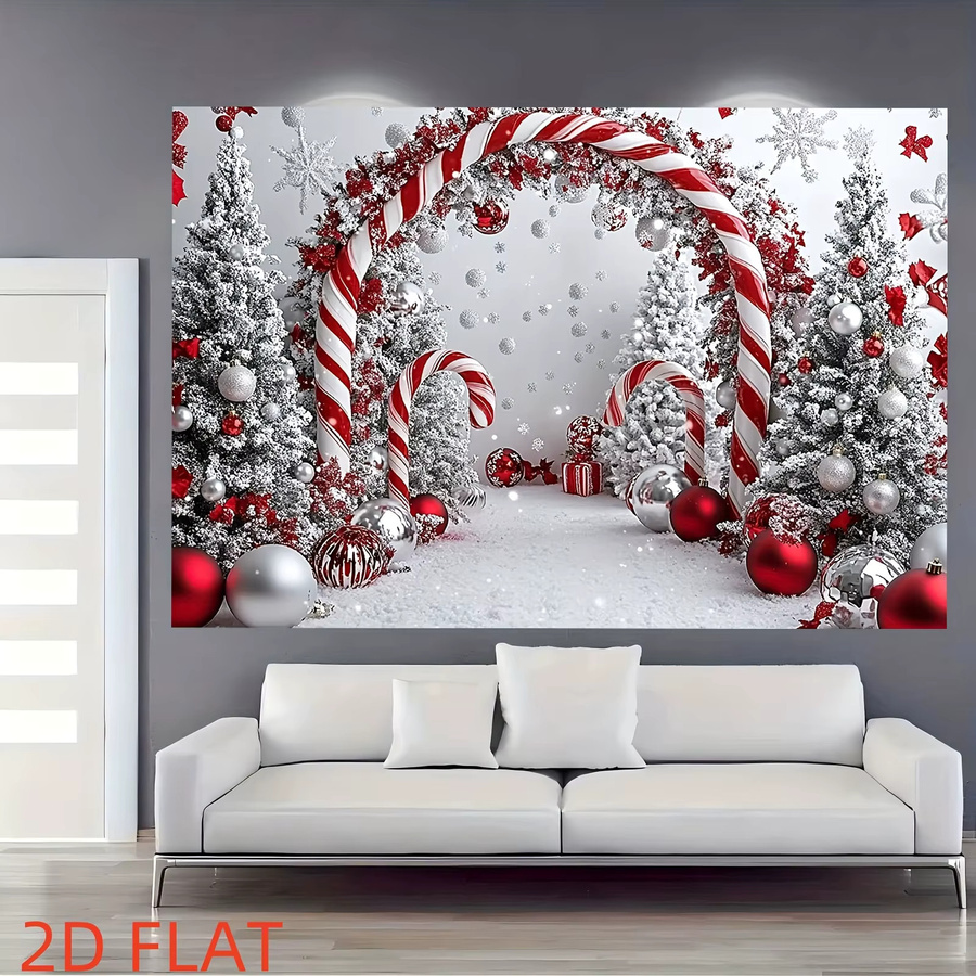 VIKAMA Weihnachts Wandteppich mit Zuckerstangen-Motiv als Wandbehang für deine Weihnachtsdekoration - Bild 3