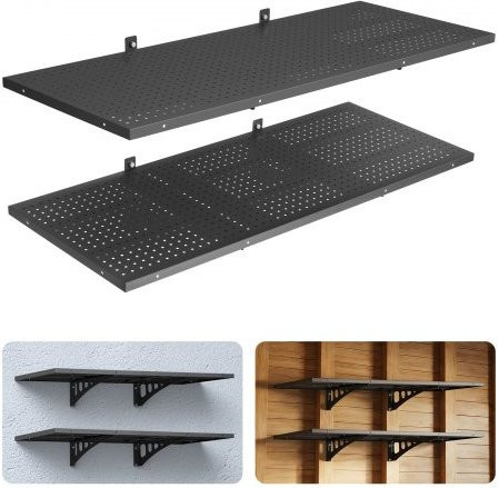 VEVOR 2er-Set Wandregal für die Garage aus Kohlenstoffstahl, Schwarz, B/T/H: 121,9 x 50,3 x 20,0 cm - Bild 1