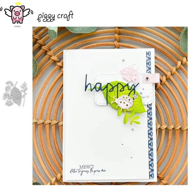 Piggy Craft Metall-Stanzformen für Marienkäfer und Blätter in Silber für Scrapbook und Bastelarbeiten - Bild 1