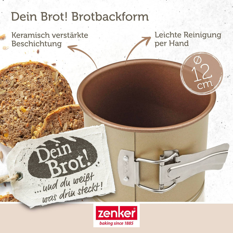 Zenker Pollerbrot-Springform rund mit Antihaftbeschichtung aus Stahl und Keramik, Durchmesser: 12 cm - Bild 3