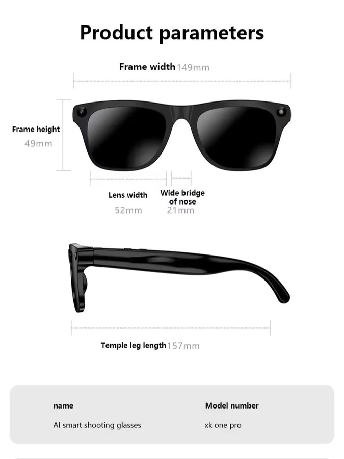 Lenovo Smarte KI-Brille mit 8K HD Kamera, Bluetooth für Sprachanrufe und Übersetzung, Schwarz oder Blau - Bild 6