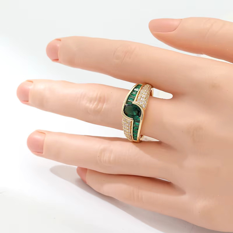 YoYo Ring, Gold, Smaragd, Damen, Vintage - Bild 2