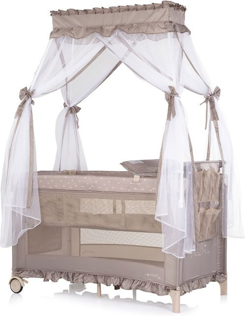 Chipolino Reisebett Palace mit Baldachin, Moskitonetz und Wickelauflage in Beige und Grau - Bild 1