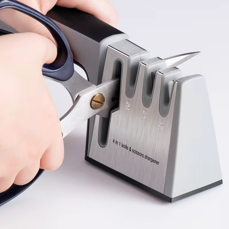 JYi 4-in-1 Messerschärfer in Silber für professionelle Edelstahlklingen - Bild 3